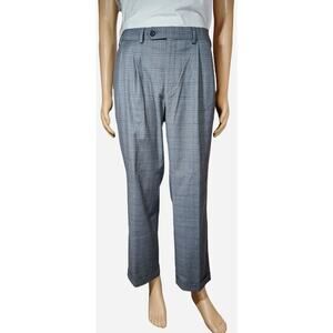 Ralph by Ralph Pants Mens 36x29 Dress Slacks Gray Plaid Pleats Cuff Stretch NWOT